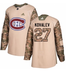 Men's Adidas Montreal Canadiens #27 Alexei Kovalev Authentic Camo Veterans Day Practice NHL Jersey