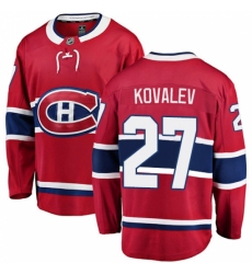 Men's Montreal Canadiens #27 Alexei Kovalev Authentic Red Home Fanatics Branded Breakaway NHL Jersey