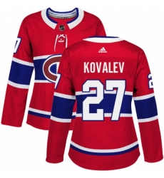 Women's Adidas Montreal Canadiens #27 Alexei Kovalev Authentic Red Home NHL Jersey