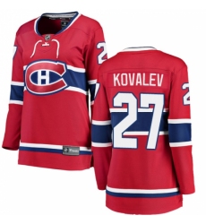 Women's Montreal Canadiens #27 Alexei Kovalev Authentic Red Home Fanatics Branded Breakaway NHL Jersey