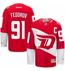 Men's Reebok Detroit Red Wings #91 Sergei Fedorov Authentic Red 2016 Stadium Series NHL Jersey