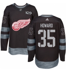 Men's Adidas Detroit Red Wings #35 Jimmy Howard Authentic Black 1917-2017 100th Anniversary NHL Jersey
