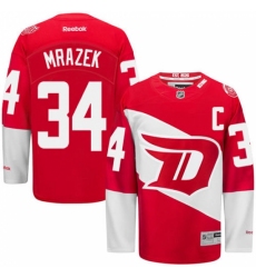 Men's Reebok Detroit Red Wings #34 Petr Mrazek Premier Red 2016 Stadium Series NHL Jersey