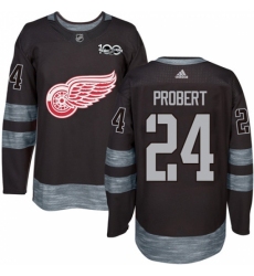 Men's Adidas Detroit Red Wings #24 Bob Probert Premier Black 1917-2017 100th Anniversary NHL Jersey