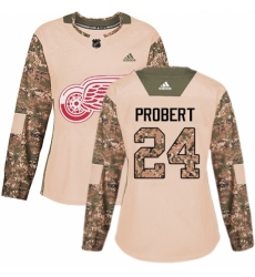 Women's Adidas Detroit Red Wings #24 Bob Probert Authentic Camo Veterans Day Practice NHL Jersey