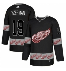 Men's Adidas Detroit Red Wings #19 Steve Yzerman Authentic Black Team Logo Fashion NHL Jersey