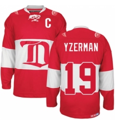 Men's CCM Detroit Red Wings #19 Steve Yzerman Authentic Red Winter Classic Throwback NHL Jersey