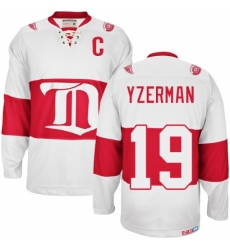 Men's CCM Detroit Red Wings #19 Steve Yzerman Premier White Winter Classic Throwback NHL Jersey