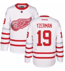 Men's Reebok Detroit Red Wings #19 Steve Yzerman Authentic White 2017 Centennial Classic NHL Jersey