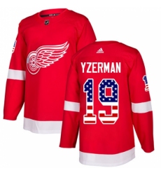 Youth Adidas Detroit Red Wings #19 Steve Yzerman Authentic Red USA Flag Fashion NHL Jersey