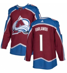 Men's Adidas Colorado Avalanche #1 Semyon Varlamov Authentic Burgundy Red Home NHL Jersey