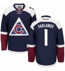 Youth Reebok Colorado Avalanche #1 Semyon Varlamov Authentic Blue Third NHL Jersey