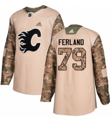 Men's Adidas Calgary Flames #79 Michael Ferland Authentic Camo Veterans Day Practice NHL Jersey