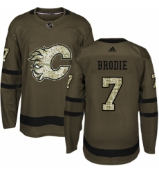 Youth Reebok Calgary Flames #7 TJ Brodie Authentic Green Salute to Service NHL Jersey