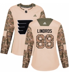 Women's Adidas Philadelphia Flyers #88 Eric Lindros Authentic Camo Veterans Day Practice NHL Jersey