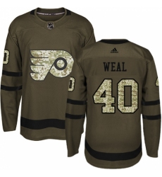 Men's Adidas Philadelphia Flyers #40 Jordan Weal Authentic Green Salute to Service NHL Jersey