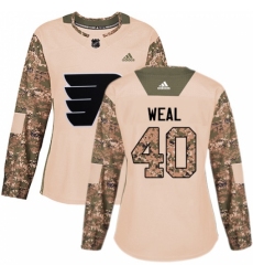 Women's Adidas Philadelphia Flyers #40 Jordan Weal Authentic Camo Veterans Day Practice NHL Jersey