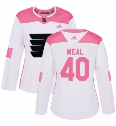 Women's Adidas Philadelphia Flyers #40 Jordan Weal Authentic White/Pink Fashion NHL Jersey
