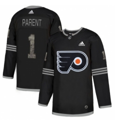 Men's Adidas Philadelphia Flyers #1 Bernie Parent Black Authentic Classic Stitched NHL Jersey