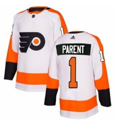 Women's Adidas Philadelphia Flyers #1 Bernie Parent Authentic White Away NHL Jersey