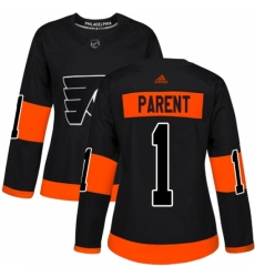 Women's Adidas Philadelphia Flyers #1 Bernie Parent Premier Black Alternate NHL Jersey