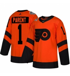 Youth Adidas Philadelphia Flyers #1 Bernie Parent Orange Authentic 2019 Stadium Series Stitched NHL Jersey