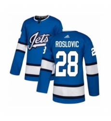 Men's Adidas Winnipeg Jets #28 Jack Roslovic Authentic Blue Alternate NHL Jersey