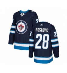 Men's Adidas Winnipeg Jets #28 Jack Roslovic Authentic Navy Blue Home NHL Jersey