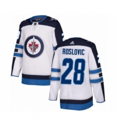 Men's Adidas Winnipeg Jets #28 Jack Roslovic Authentic White Away NHL Jersey