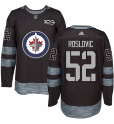 Men's Adidas Winnipeg Jets #52 Jack Roslovic Premier Black 1917-2017 100th Anniversary NHL Jersey