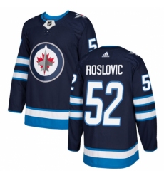 Men's Adidas Winnipeg Jets #52 Jack Roslovic Premier Navy Blue Home NHL Jersey