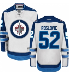 Men's Reebok Winnipeg Jets #52 Jack Roslovic Authentic White Away NHL Jersey