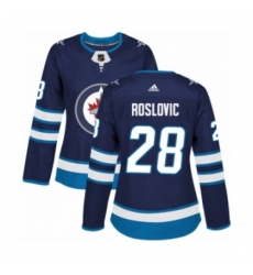 Women's Adidas Winnipeg Jets #28 Jack Roslovic Premier Navy Blue Home NHL Jersey