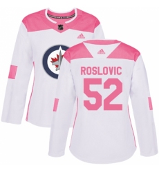 Women's Adidas Winnipeg Jets #52 Jack Roslovic Authentic White/Pink Fashion NHL Jersey