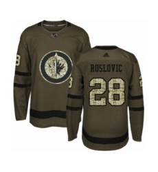 Youth Adidas Winnipeg Jets #28 Jack Roslovic Authentic Green Salute to Service NHL Jersey