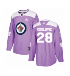 Youth Adidas Winnipeg Jets #28 Jack Roslovic Authentic Purple Fights Cancer Practice NHL Jersey