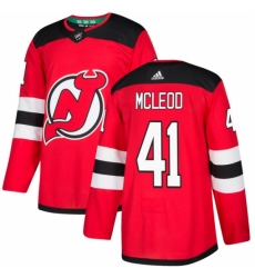 Men's Adidas New Jersey Devils #41 Michael McLeod Premier Red Home NHL Jersey