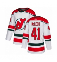 Youth Adidas New Jersey Devils #41 Michael McLeod Authentic White Alternate NHL Jersey