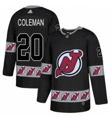 Men's Adidas New Jersey Devils #20 Blake Coleman Authentic Black Team Logo Fashion NHL Jersey