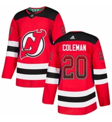 Men's Adidas New Jersey Devils #20 Blake Coleman Authentic Red Drift Fashion NHL Jersey