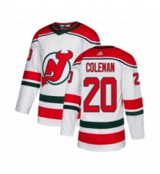 Men's Adidas New Jersey Devils #20 Blake Coleman Authentic White Alternate NHL Jersey