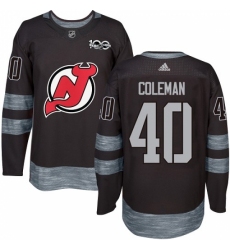 Men's Adidas New Jersey Devils #40 Blake Coleman Authentic Black 1917-2017 100th Anniversary NHL Jersey