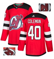 Men's Adidas New Jersey Devils #40 Blake Coleman Authentic Red Fashion Gold NHL Jersey