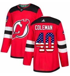 Men's Adidas New Jersey Devils #40 Blake Coleman Authentic Red USA Flag Fashion NHL Jersey