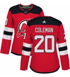 Women's Adidas New Jersey Devils #20 Blake Coleman Authentic Red Home NHL Jersey