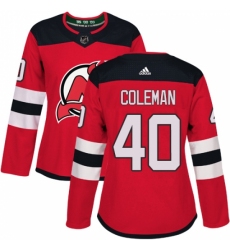 Women's Adidas New Jersey Devils #40 Blake Coleman Authentic Red Home NHL Jersey