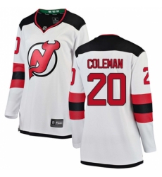 Women's New Jersey Devils #20 Blake Coleman Fanatics Branded White Away Breakaway NHL Jersey