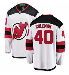 Youth New Jersey Devils #40 Blake Coleman Fanatics Branded White Away Breakaway NHL Jersey