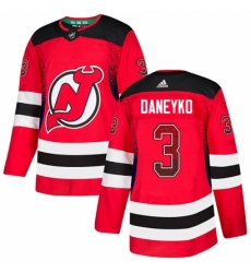 Men's Adidas New Jersey Devils #3 Ken Daneyko Authentic Red Drift Fashion NHL Jersey