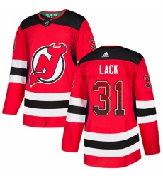 Men's Adidas New Jersey Devils #31 Eddie Lack Authentic Red Drift Fashion NHL Jersey